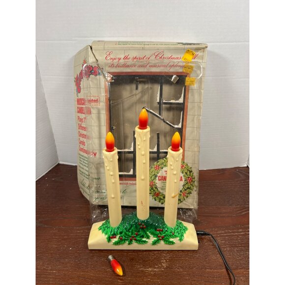 Vintage Holiday Musical Candelabra With 3 Faux Candles Plug-In Christmas Decor D - Picture 1 of 6